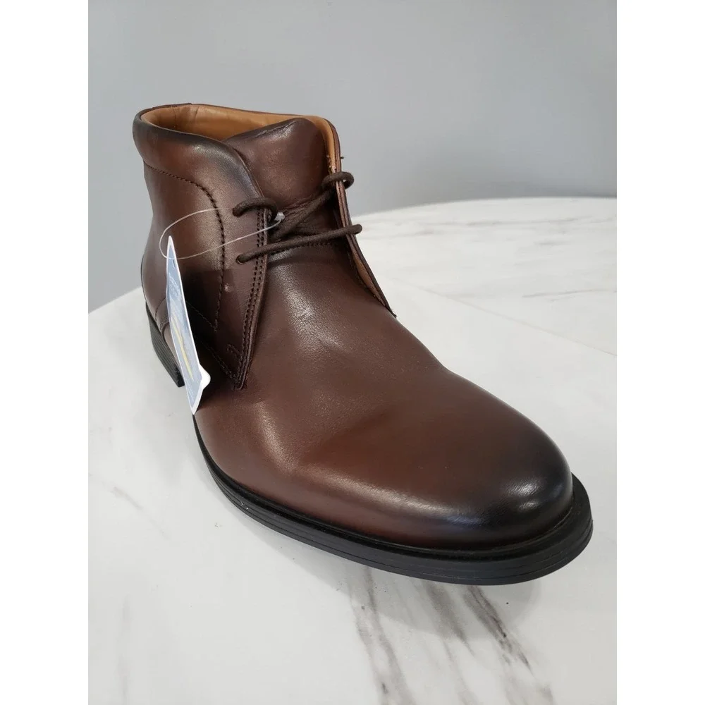 NEW‎ NO BOX SIZE 8 - Clarks Whiddon Mid Chukka Boot Men's Mahogany Leather BROWN